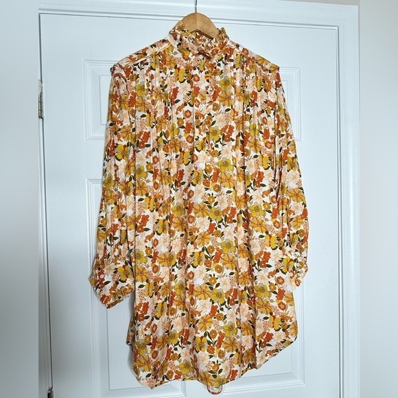 SANDRO PARIS floral long sleeve mini dress 38/Small NWT - Picture 6 of 13